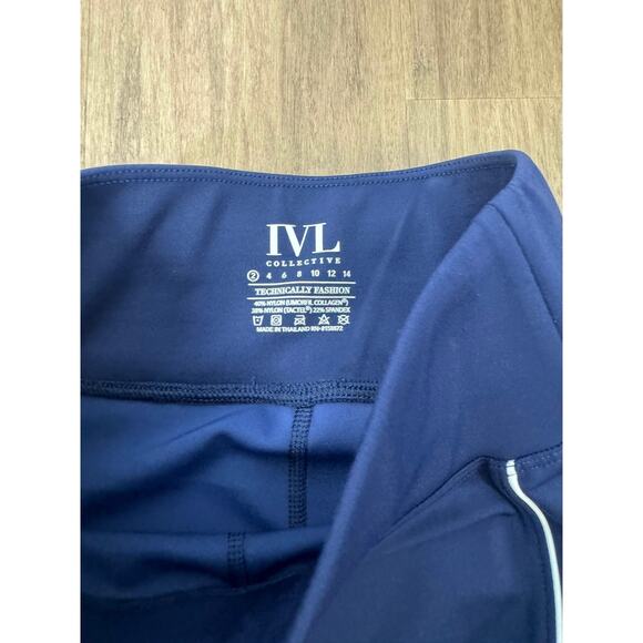 NWOT Ivy Collective Navy Blue and White Exercise Short Sz 2 - Picture 3 of 3